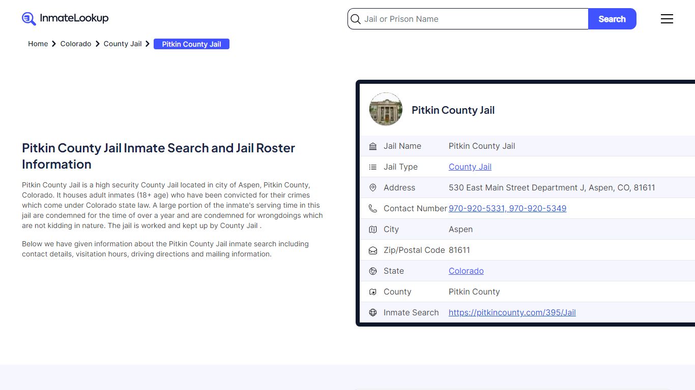 Pitkin County Jail (CO) Inmate Search Colorado - Inmate Lookup